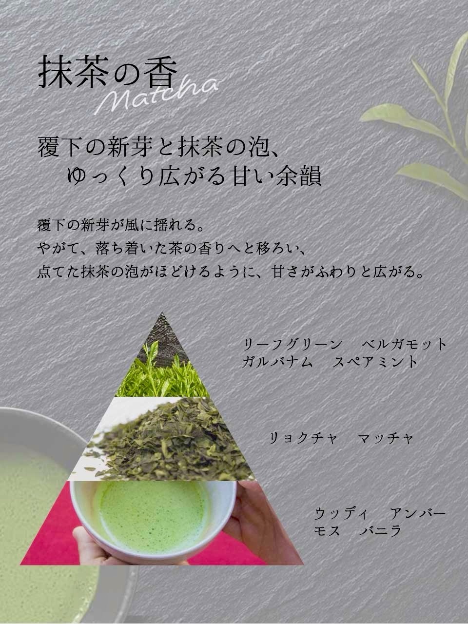 \5月3日より店頭販売開始!/
【新発売】コトノカ 抹茶の香
茶畑から抹茶への移ろいを香りにした🌿
日本のお茶文化が楽しめるフレグランスが登場!
コトノカ 抹茶の香
🍃練り香水
🍃オードトワレ
🍃ネイル&ハンドクリーム
🍃リードディフューザー
茶畑の爽やかな香りから始まり、やがて
点てた抹茶の泡を思わせる甘さがふわり🍵
静かで穏やかな時間を感じる
和の香りをお楽しみください🍃
☑︎コトノカ 抹茶の香┈┈┈┈┈┈┈┈┈┈┈┈┈┈┈┈┈┈┈┈┈┈┈┈┈
【取扱店舗】京都駅店|嵐山店
#コトノカ抹茶の香 #抹茶の香り #京都お土産
#よしとよ #kyotojapan
